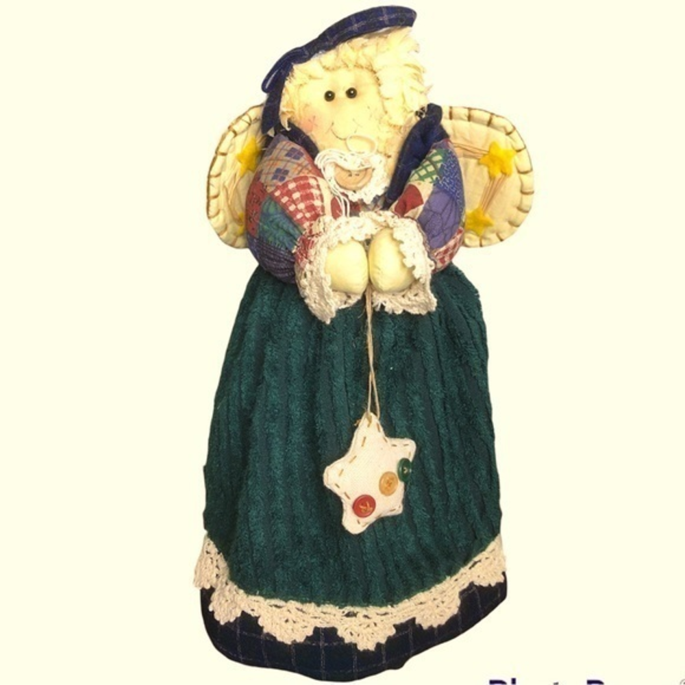 Handmade‎ country angel standing weighted doll 13” wings lace